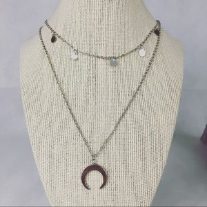 Silver double horned choker necklace!
